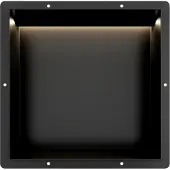 Guido Gusto Mat Zwart RVS Inbouwnis 30x30x10cm met tegelflens en RGB verlichting