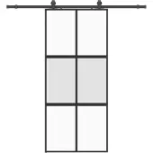 vidaXL - Schuifdeur - met - beslagset - 90x205 - cm - gehard - glas - zwart