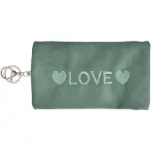 Clayre & Eef damesaccessoiretas, 19x11 cm, groen, synthetisch materiaal, met hartmotief