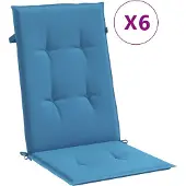 vidaXL Stoelkussens 6 st hoge rug 120x50x4 cm stof gemêleerd blauw