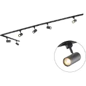 QAZQA Modern railsysteem met 6 spots zwart 1-fase 286cm - Iconic Jeana