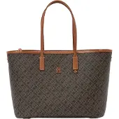 Tommy Hilfiger Shopper 'MONOPLAY' cognac / ombergrijs / zwart / wit