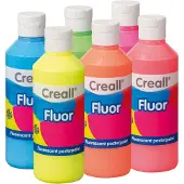 Havo plakkaatverf set - Fluor - fluorescerende verf - set 6 fluo kleuren - 6x250ml - voor kinderen en creatievelingen - gemaakt in NL