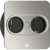 Bachmann TWIST 2 1xCEE7/3 1xUSB A/C 22W 2,0m AEH roestvrij staal look hoekig