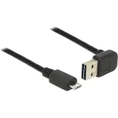 DeLOCK Micro USB naar Easy-USB-A haaks (boven/beneden) kabel - USB2.0 - tot 2A / zwart - 5 meter