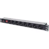 Intellinet 713986 energiedistributie 8 AC-uitgang(en) 1U Aluminium, Zwart