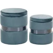 Beliani DORIS - Poef - Blauw - Fluweel