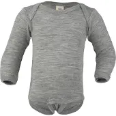 Engel Body - l/ä - Wolle/Seide - Grau Meliert - - 86/92 - Body L/Ä