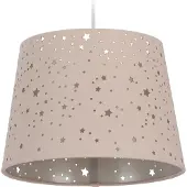 Relaxdays Kinderlamp, sterrenmotief, hanglamp voor meisjes, met sterrenhemelprint, E27, ronde stoffen kap, roze