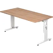 Hjh OFFICE PRO MEGA 16 W - 160 x 80 Tafelhoogte I In hoogte verstelbaar Walnoot/Wit