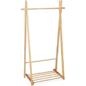 Relaxdays kledingrek hout - met schoenenrek - kledingstang - 153 x 87,5 x 45 cm - slaapkamer