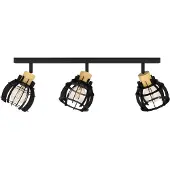 Eglo 3 Lichts Plafondlamp Stillington 1 Zwart Met Hout