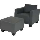 MCW Modulaire fauteuil Loungefauteuil met voetenbank Lyon, kunstleer ~ donkergrijs