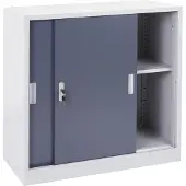 MCW Archiefkast Boston -F41, stalen kantoorkast, met afsluitbare schuifdeuren 90x90x45cm ~ antraciet