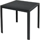 Mojawo Tuintafel met houtimitatie, buitentafel, eettafel, aluminium, zwart, 90x90 cm