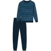 Schiesser Pyjama lang ' UNCOVER Nightwear ' donkerblauw
