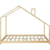En.casa Kinderbed Siuntio huisbed met matras 140x200 cm naturel []