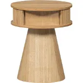 Woood Karri Nachtkastje Rond - Hout - Naturel - 46x38x38
