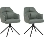 Beliani MIRA - Set van 2 eetkamerstoelen - Groen - Polyester