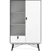 Ebuy24 Rye vitrinekast 1 glazen deur, 1 deur, 1 lade mat wit.