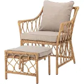 Bloomingville Belluce Loungestoel met voetenbank, naturel