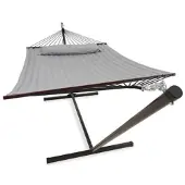 Vita5 Hangmat - met Standaard - 2 Persoons- UV-bestendig - Draaggewicht Tot 200 kg - Grijs