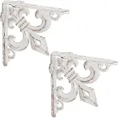 Relaxdays planksteunen gietijzer - set van 2 - antiek - ornamenten - vintage - wit