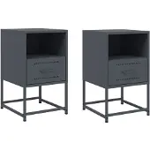 vidaXL Nachtkastjes 2 st 36x39x60,5 cm staal antracietkleurig