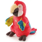 Trudi - Puppets Handpop Papegaai 24 cm - Handgemaakt in Italie - Zacht pluche - Knuffeldier voor jongens en meisjes - Rood Blauw - 15x24x15 cm maat S
