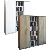Hioshop Santo wandkast 1 glasdeur en 2 houten deuren 12 vakken Sonoma eiken decor.