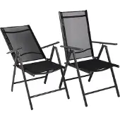 VCM Set van 2 aluminium tuinstoel aluminium balkonstoel met hoge rug camping klapstoel
