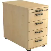 Hjh OFFICE PRO SIGNA SC50 SG - Rolcontainer Esdoorn Hout met 4 lades Greeplijst kunststof