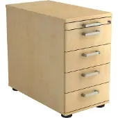 Hjh OFFICE PRO SIGNA SC50 CE - Rolcontainer Esdoorn Hout met 4 lades Chrome metaal handgreep