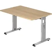Hjh OFFICE PRO MEGA 12 S - 120x80 Eiken/Zilver Tafelhoogte I In hoogte verstelbaar