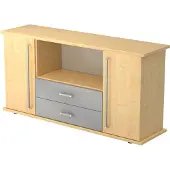 Hjh OFFICE PRO KAPA SB | Dressoir | met deuren + laden - Esdoorn Sideboard Chrome metaal handgreep