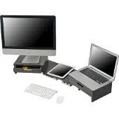 En.casa Monitorstandaard verhoger Marttila 60x22x11 cm donkergrijs