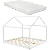 En.casa Kinderbed Cerro huisbed met matras 160x200 cm wit