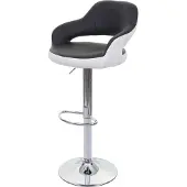Mendler Barkruk -F16, barkruk counter kruk draaikruk, met rugleuning kunstleer ~ zwart-wit