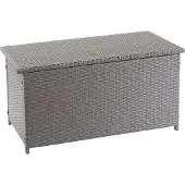 Mendler Polyrotan kussenbox -D88, tuinkist kussenbox kist ~ Basic grijs, 63x135x52cm 320l