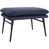MCW Kruk -L62, kruk voetensteun voetenbank gestoffeerde kruk, 38x56x40cm stof/textiel ~ blauw