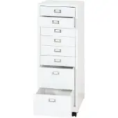 MCW Ladekast, ladekast op wielen, stalen ladekast, archiefkast, metaal 115x40x41cm 8 laden ~ wit