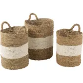 J-Line Set van 3 manden zeegras wit/naturel