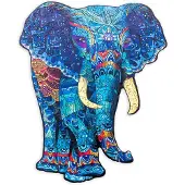 Engelhart Houten Puzzel Olifant – 178 Unieke Puzzelstukjes – A4 Formaat Houten Legpuzzel – Dieren Puzzelspel – Uitdagend Denkspel – Inclusief Opbergetui –
