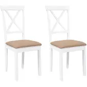 vidaXL Eetkamerstoelen met kussens 2 st massief hout rubber wit
