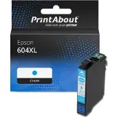 PrintAbout Huismerk Epson 604XL (C13T10H24010) Inktcartridge Cyaan Hoge capaciteit