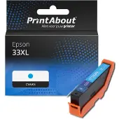 PrintAbout Inktcartridge 33XL (C13T33624012) Cyaan Hoge capaciteit geschikt voor Epson