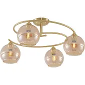 QAZQA Moderne plafondlamp messing met amber glas 4-lichts - Alanis