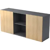 Hjh OFFICE PRO KAPA 1780 | Dressoir | met schuifdeuren - Sideboard Grafiet/Eiken