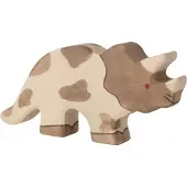 Holztiger Figurine - - 80336 - Triceratops - Handgeschilderd hout - Afmetingen 17x2,3x7,5 cm