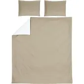 Meyco dekbedovertrek + kussensloop Uni - 200x200/220 cm - Taupe/Offwhite